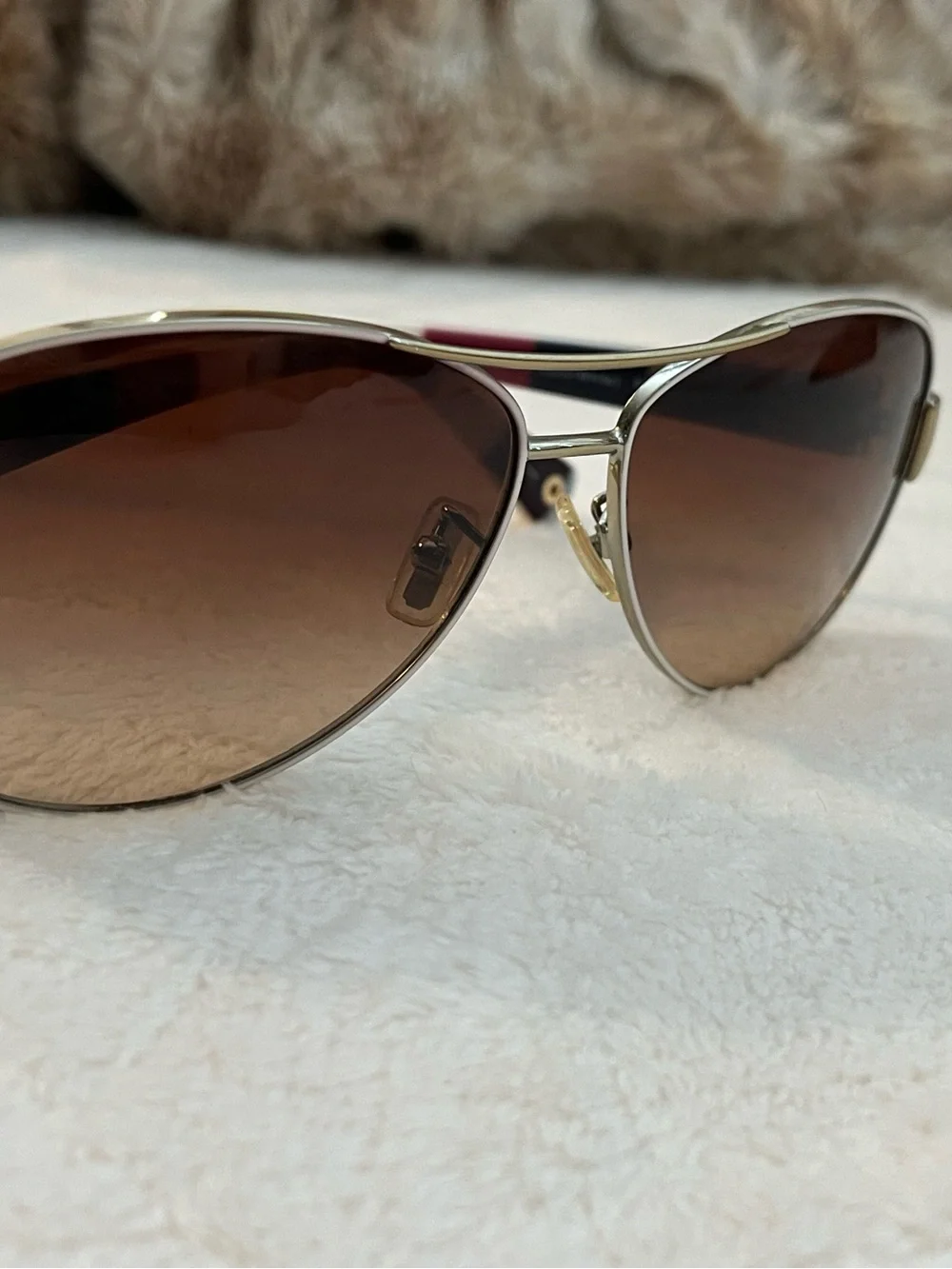 Coach Gold Frame Aviator Sunglasses with Brown Gradient Lenses